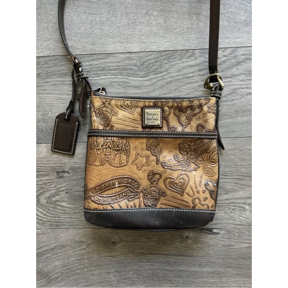 Dooney & Bourke Disney Sketch Leather Brown Crossbody Bag Purse Rare/Discontinue
